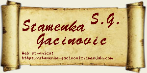 Stamenka Gaćinović vizit kartica